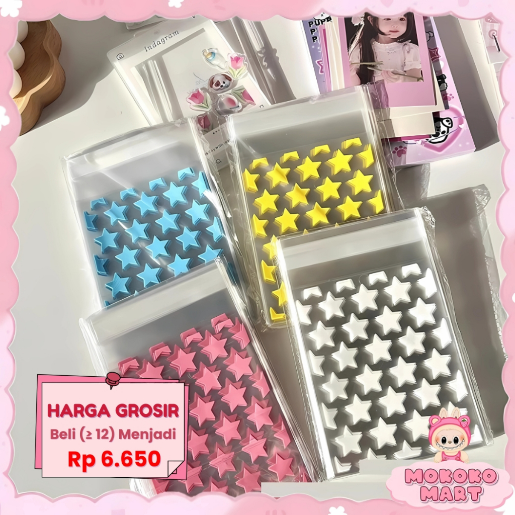 

MM 10-50 Lembar 8X10 CM Plastik Bening Packing Aksesoris Polaroid Kartu Kpop Pokemon Card Motif Star