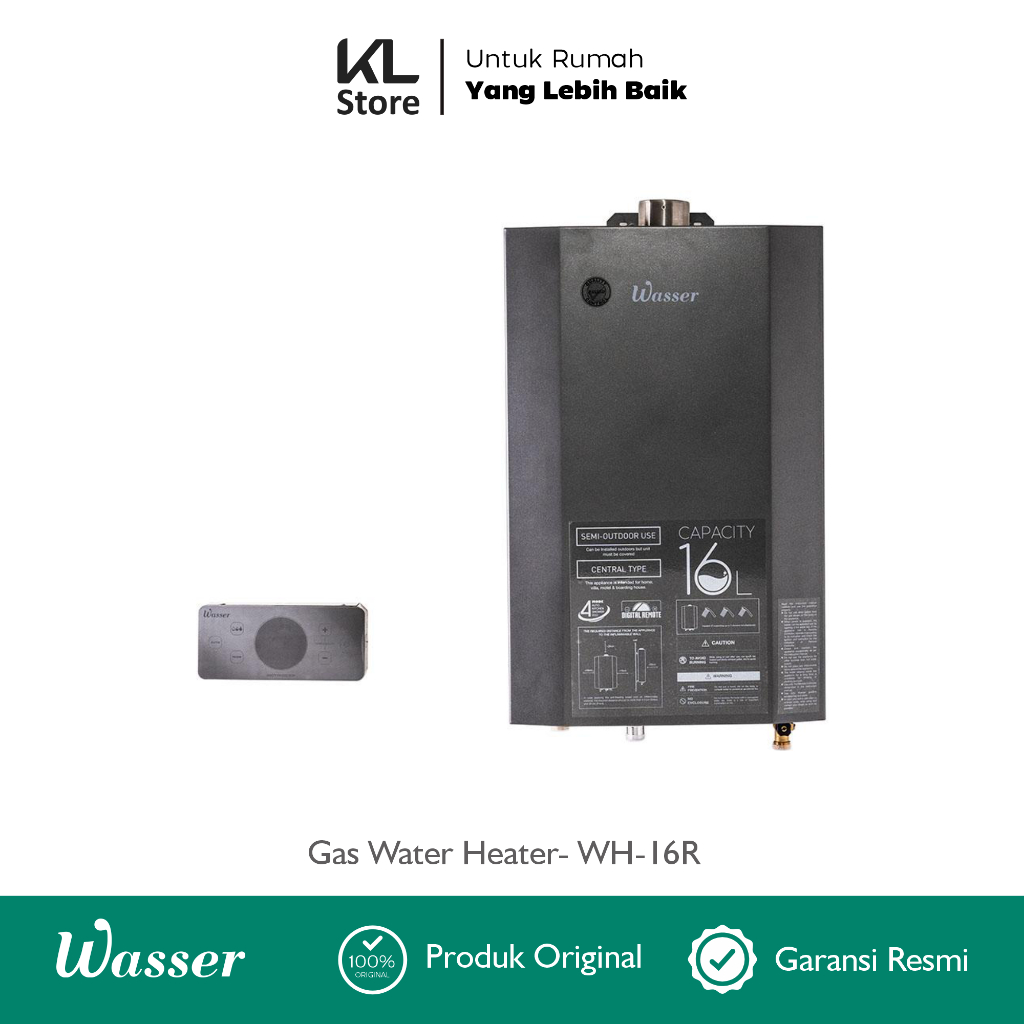 WASSER GAS WATER HEATER WH-16R (Kapasitas 16L) / Pemanas Air Gas Kamar Mandi