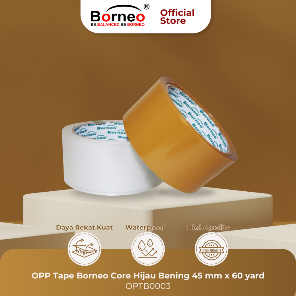 

Borneo OPP Lakban Bening / Coklat 45 mm x 60 Yard