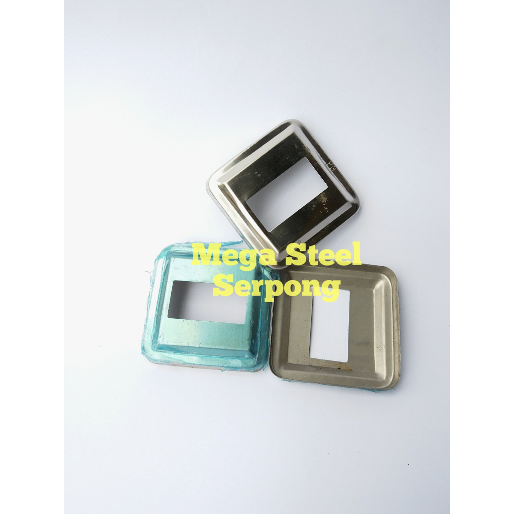 Tutup Ring Kotak Hollow Stainless Steel Ukuran 20 x 40 mm 201