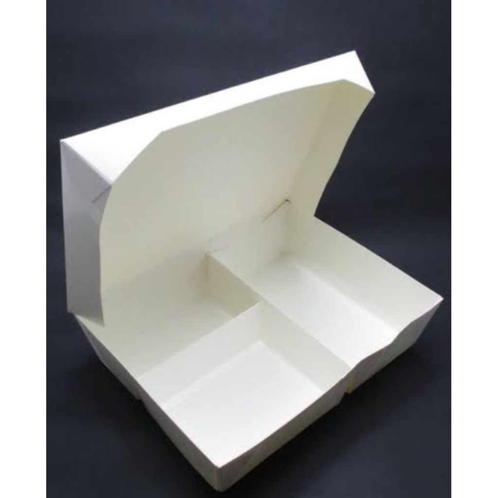 (10 pcs)Jual Lunch Box sekat 3 / Converpack putih sekat 3 / paper lunch sekat ivory wadah takeaway c