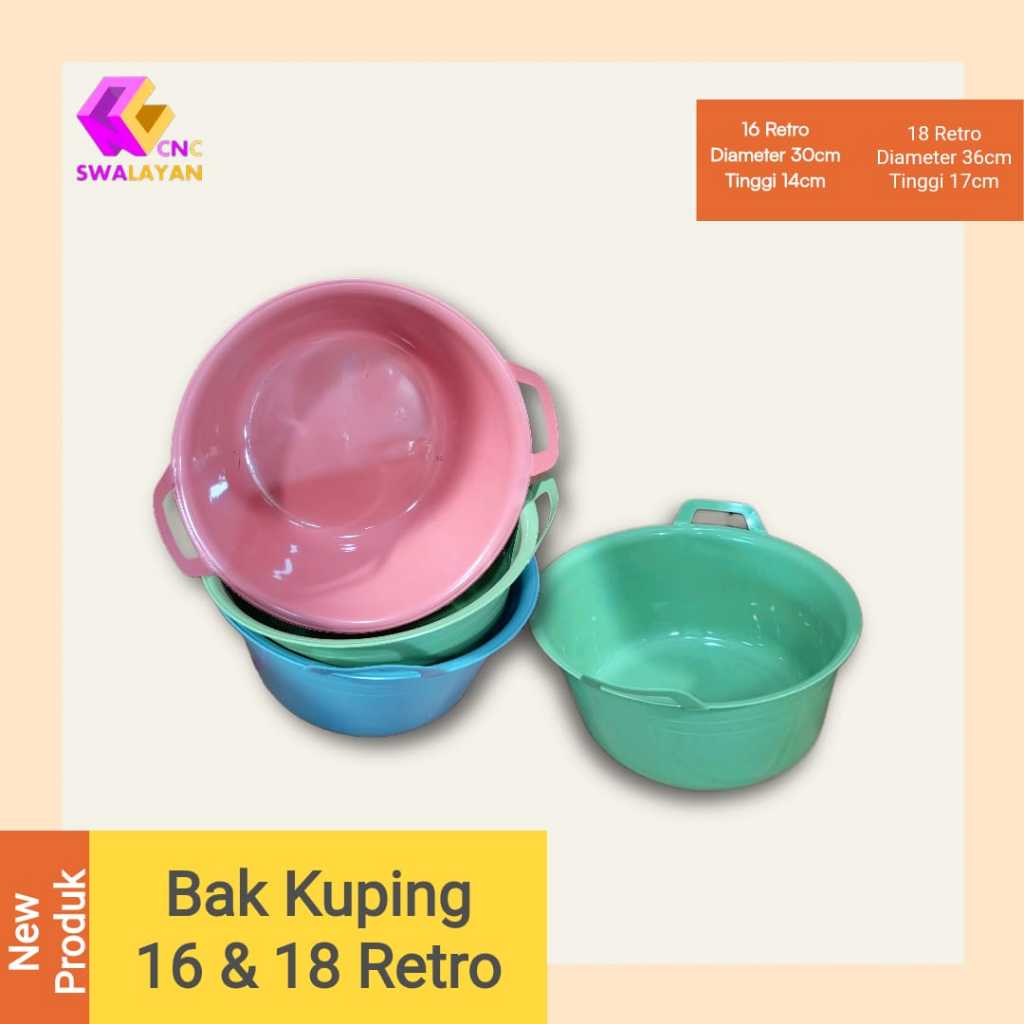 12PC - BAK KUPING RETRO UKURAN 16 DAN 18 / BAK KAMAR MANDI / BAK CUCI PIRING / BAK HAJATAN / Bak Kup