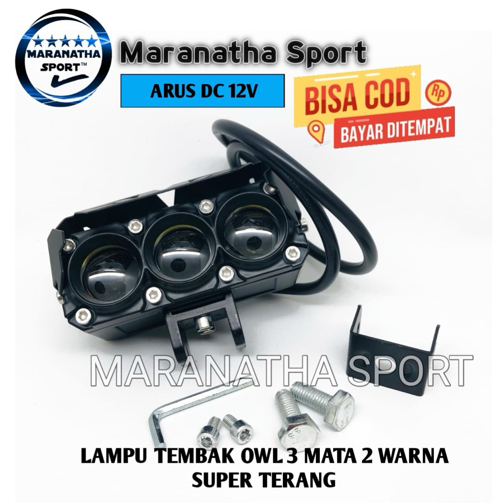 LAMPU TEMBAK SQL 3 MATA LASER GUN 60 WATT PUTIH - KUNING 12volt-24 VOLT