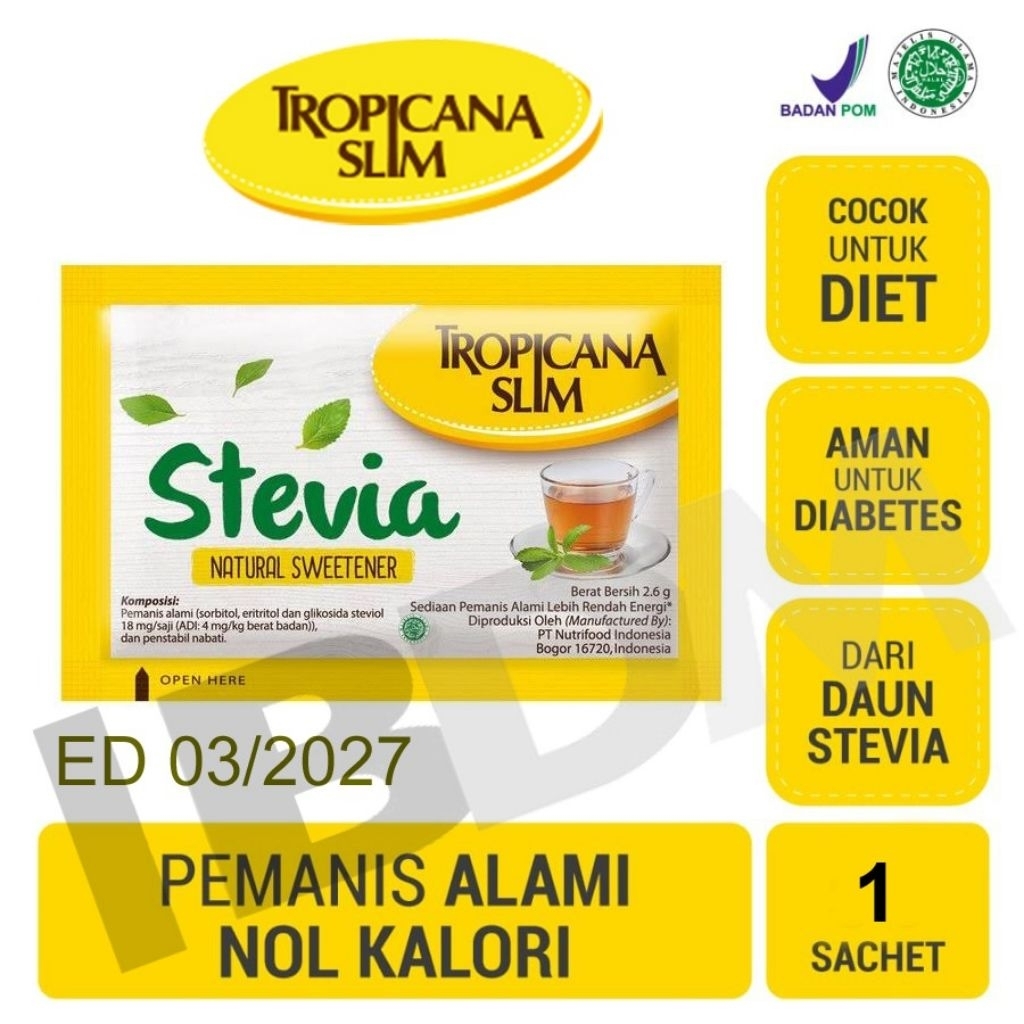 

Stevia Tropicana Slim Sweetener Stevia Sachet Pemanis Alami Gula Rendah Kalori Diet Keto Diabetes Mpasi Gula Darah Kencing Manis Diabet Per Sachet STEVIA