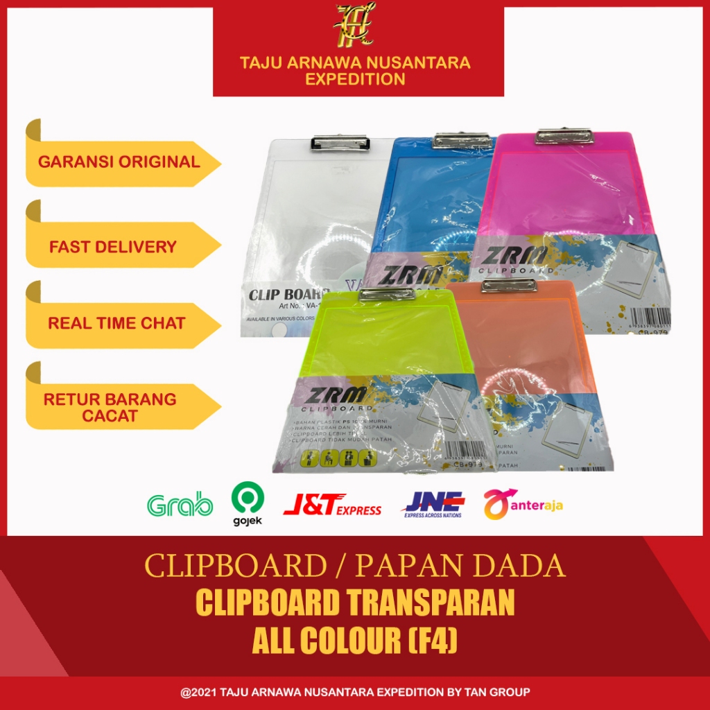 

CLIPBOARD / PAPAN DADA / PAPAN JALAN / PAPAN UJIAN TRANSPARAN ACRYLIC UKURAN FOLIO