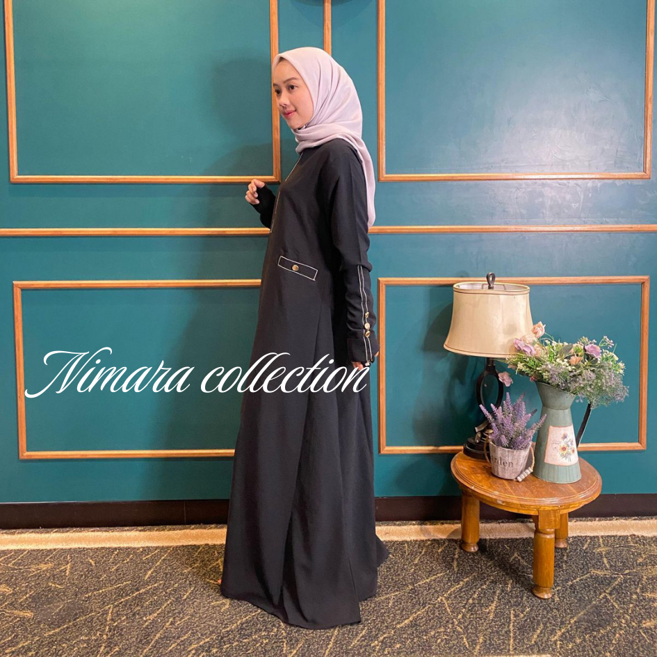 Nimara -  Sabine Abaya Gamis Polos Medina Semi Sutra Premium Best Seller 2025