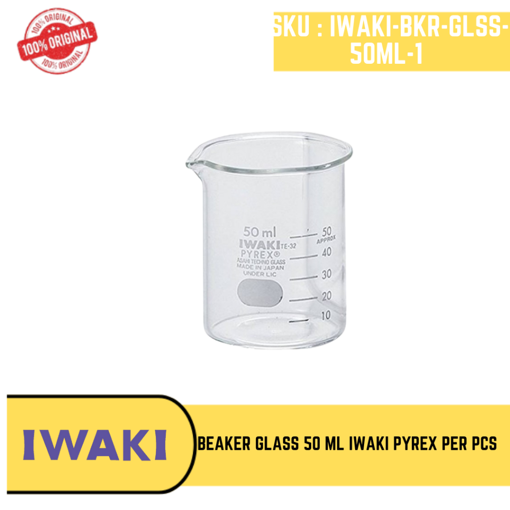 Beaker Glass 50 ml Iwaki Pyrex Original per pcs