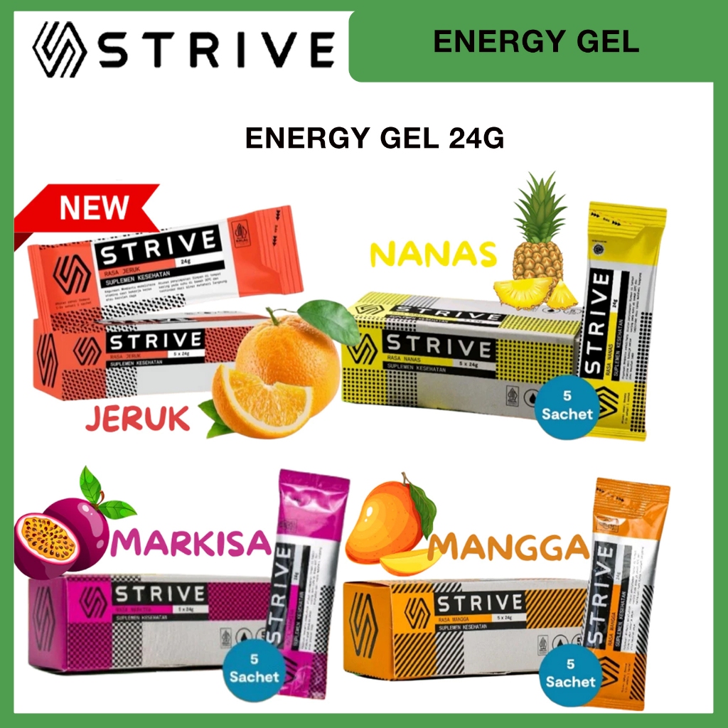 

Strive Energy Gel 24g / Suplemen Fitness Olahraga Lari BPOM halal