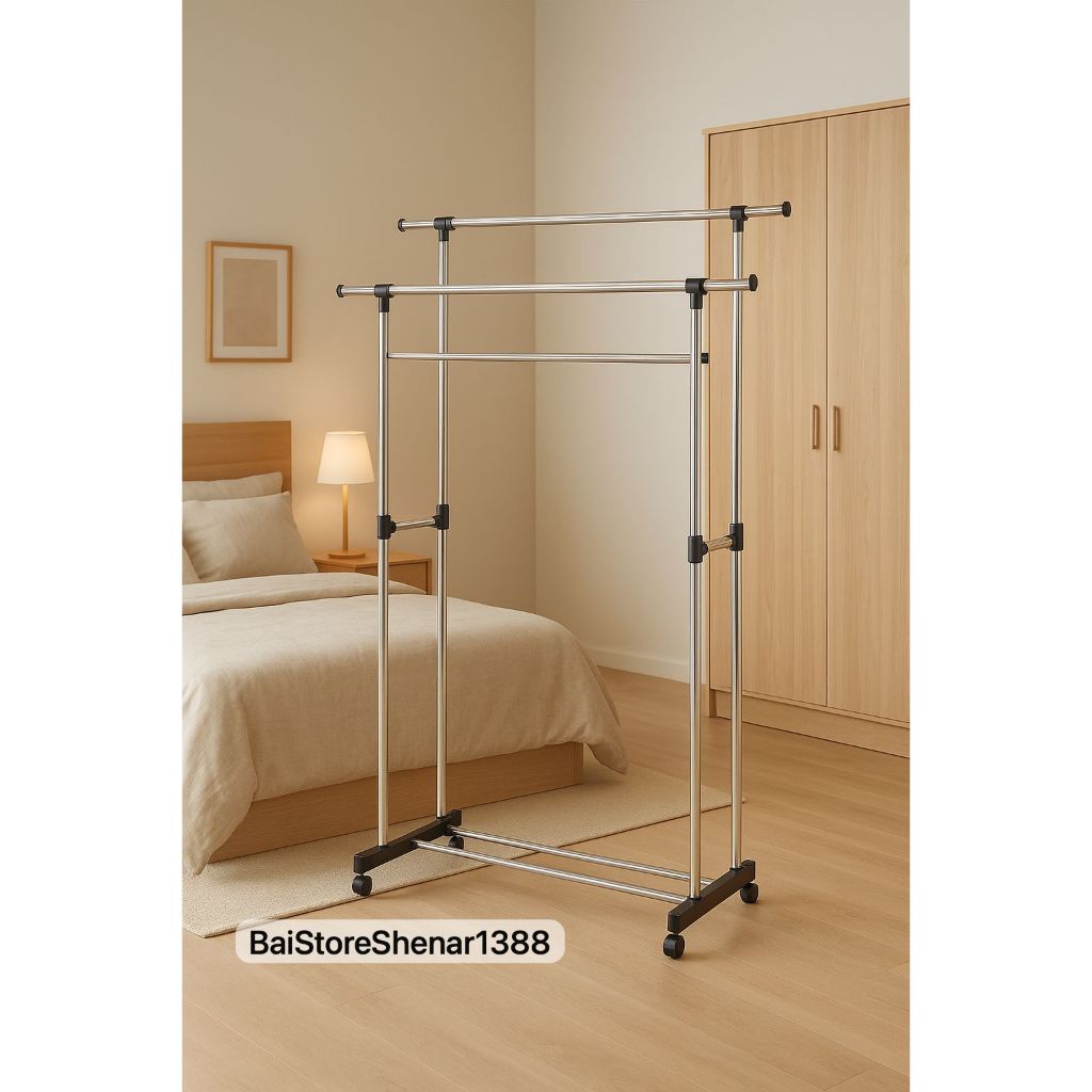 Rak Gantung Baju / Stand Hanger Rak Tas Pakaian / Gantungan Baju Besi Kokoh Serbaguna