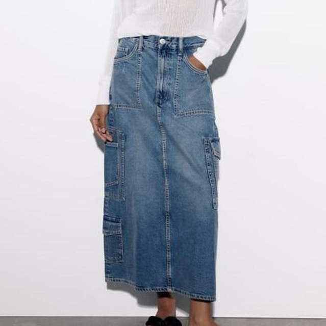 ZARA Denim Cargo Skirt size S
