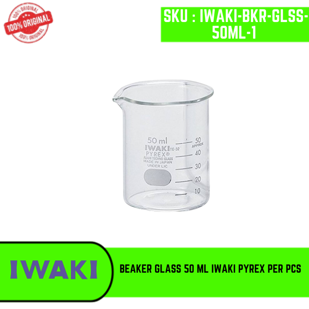 Beaker Glass 50 ml Iwaki Pyrex Original per pcs