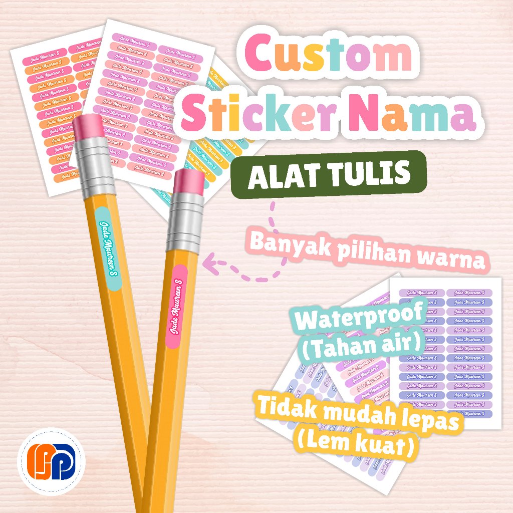 

Custom Sticker Nama Alat Tulis | Sticker Label Vinyl Waterproof | Tahan Lama & Banyak Pilihan Warna