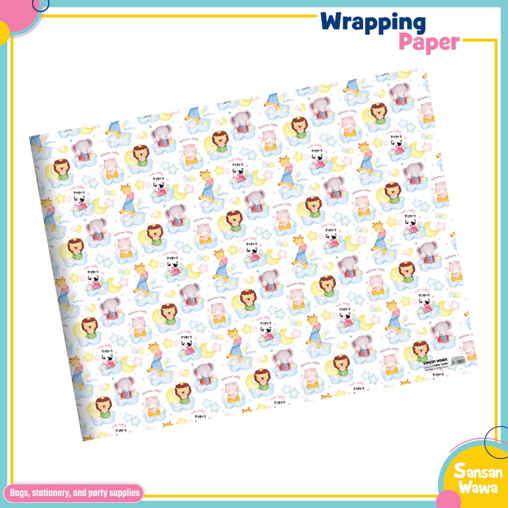 

(Paket 5 lembar) Motif baby Kertas Kado uk standar Sansan Wawa - wrapping paper untuk birthday ulang tahun gift