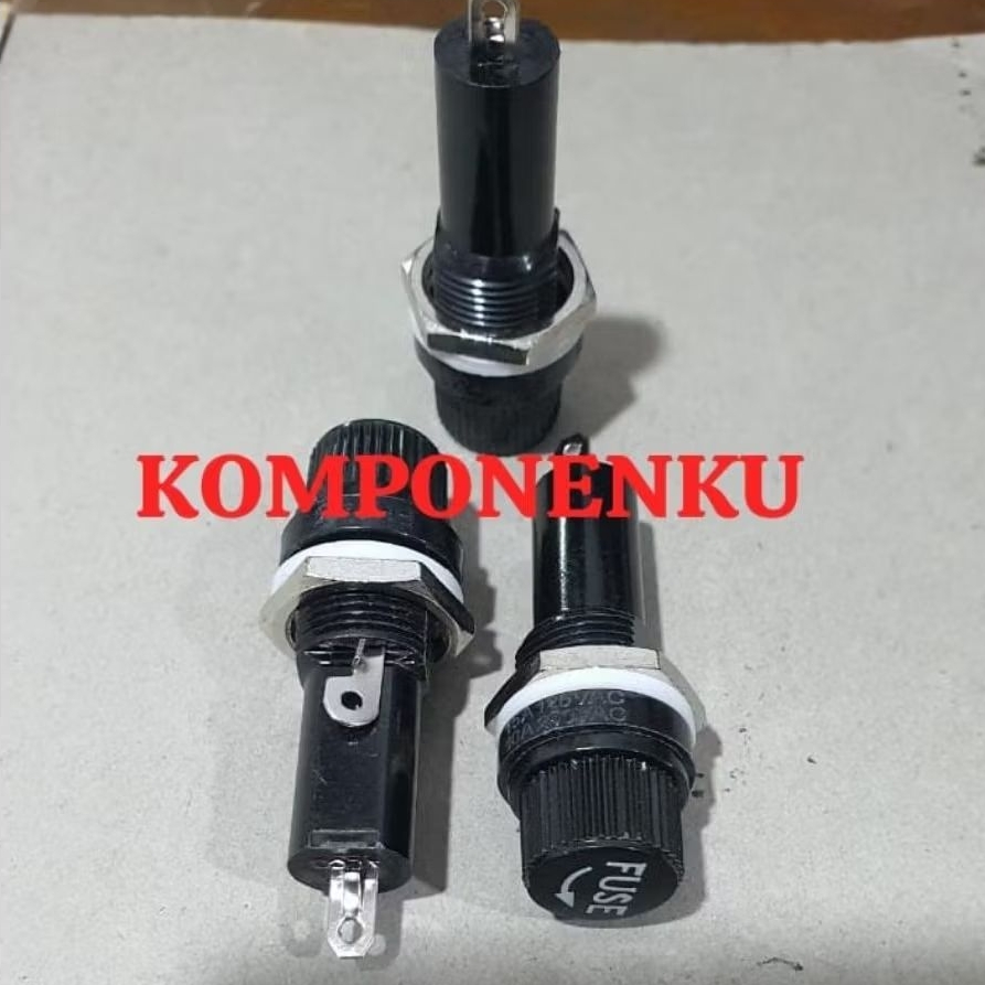 Hrg 1 pcs FUSE HOLDER BULAT BESAR 6x30mm TANPA SEKRING RUMAH