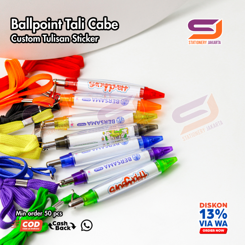 

Custom Ballpoint CABE Tulisan Sticker Bolpen Pulpen Pena Promosi / Pulpen Custom Nama / logo