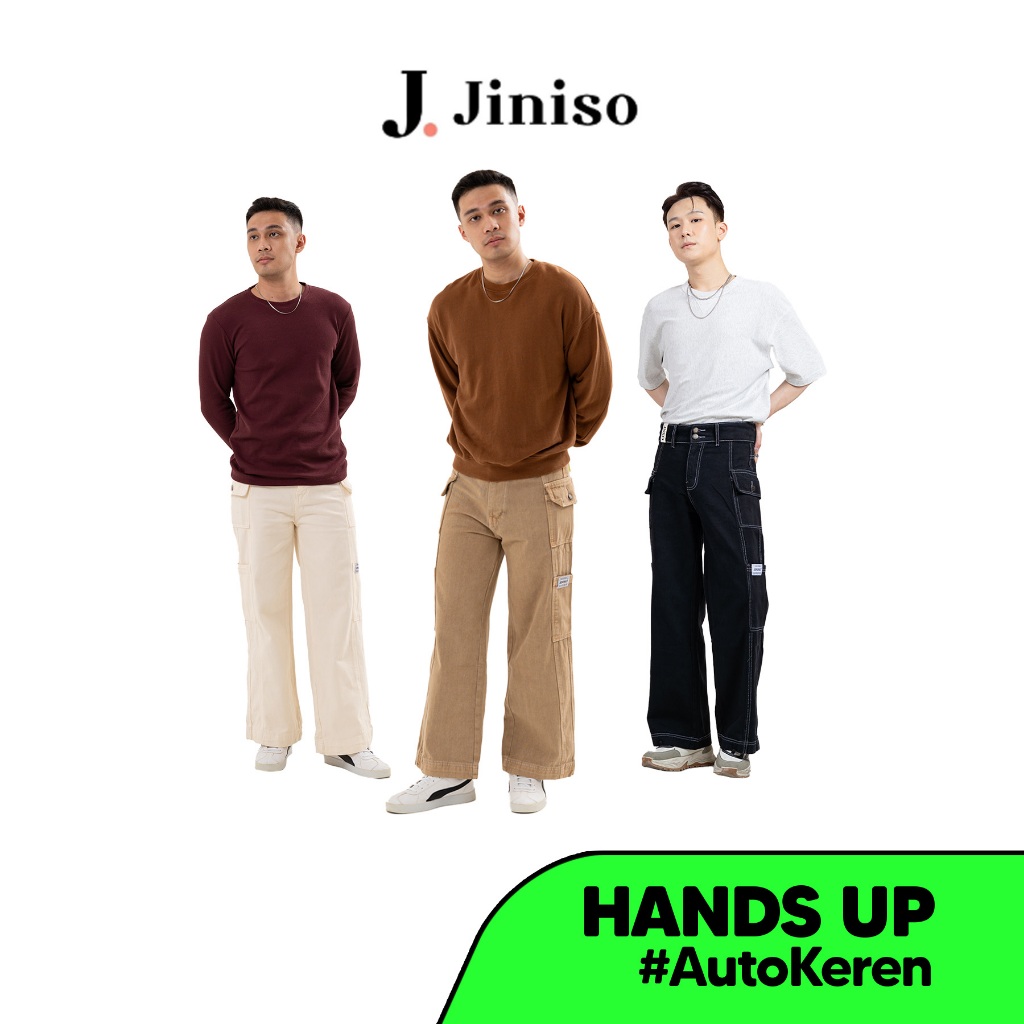 JINISO - Denim Cargo Baggy Jeans Pria
