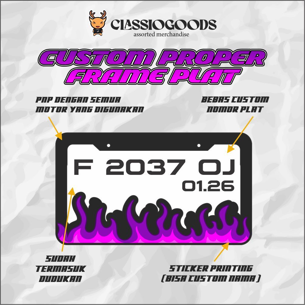Frame Plat Nomor Api Custom / Custom Plat Nomor Akrilik / Frame Akrilik Custom / Plat Nomor Api / Pl