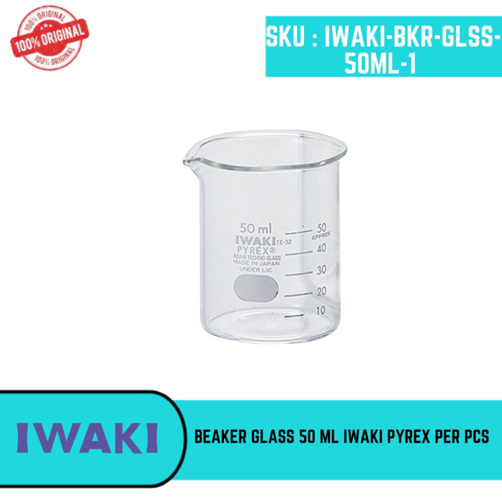 Beaker Glass 50 ml Iwaki Pyrex Original per pcs