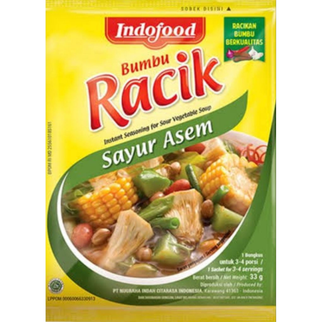 

( renteng) indofod bumbu racik sayur asem 1renteng isi 10pcs x 20 gram...