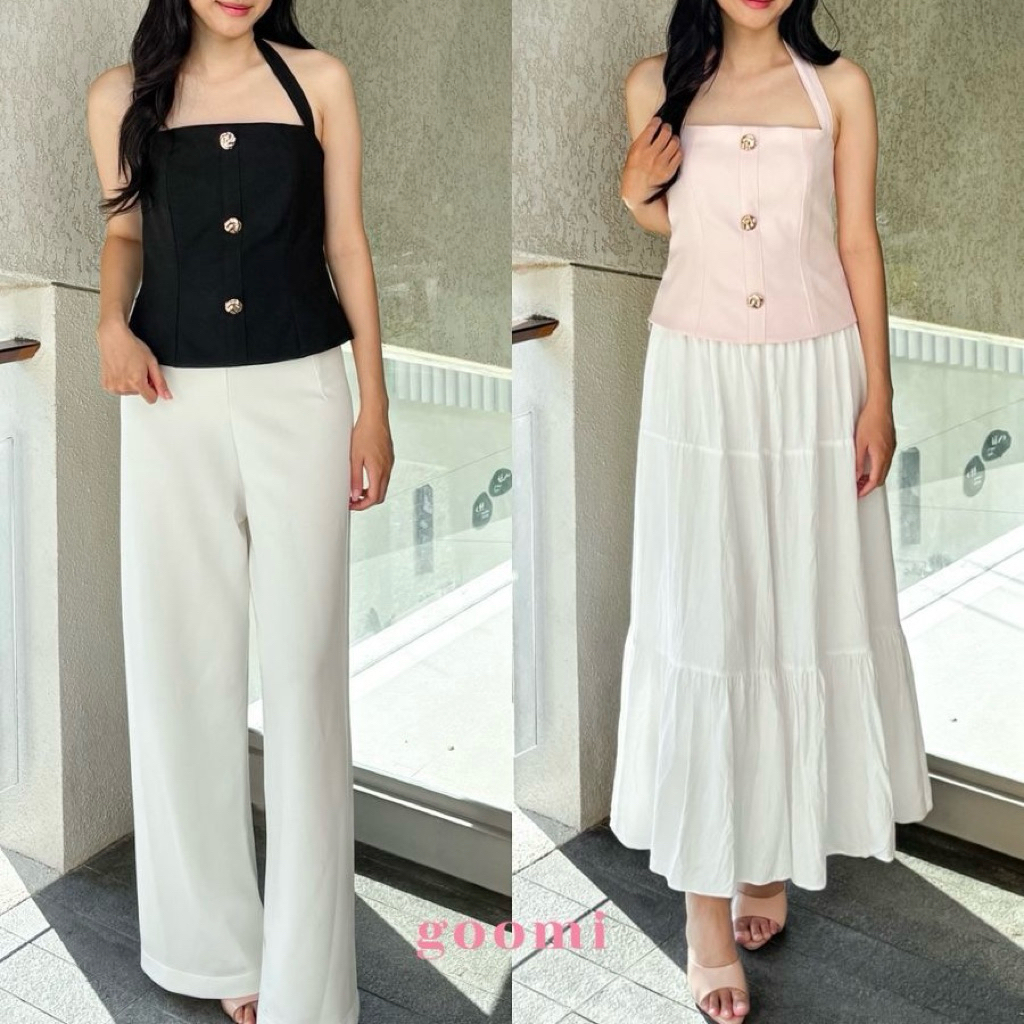 Goomi - Nara Halter Top | Atasan Wanita Korea Style | Atasan Wanita |  Halter Top |  Halter Top Mode