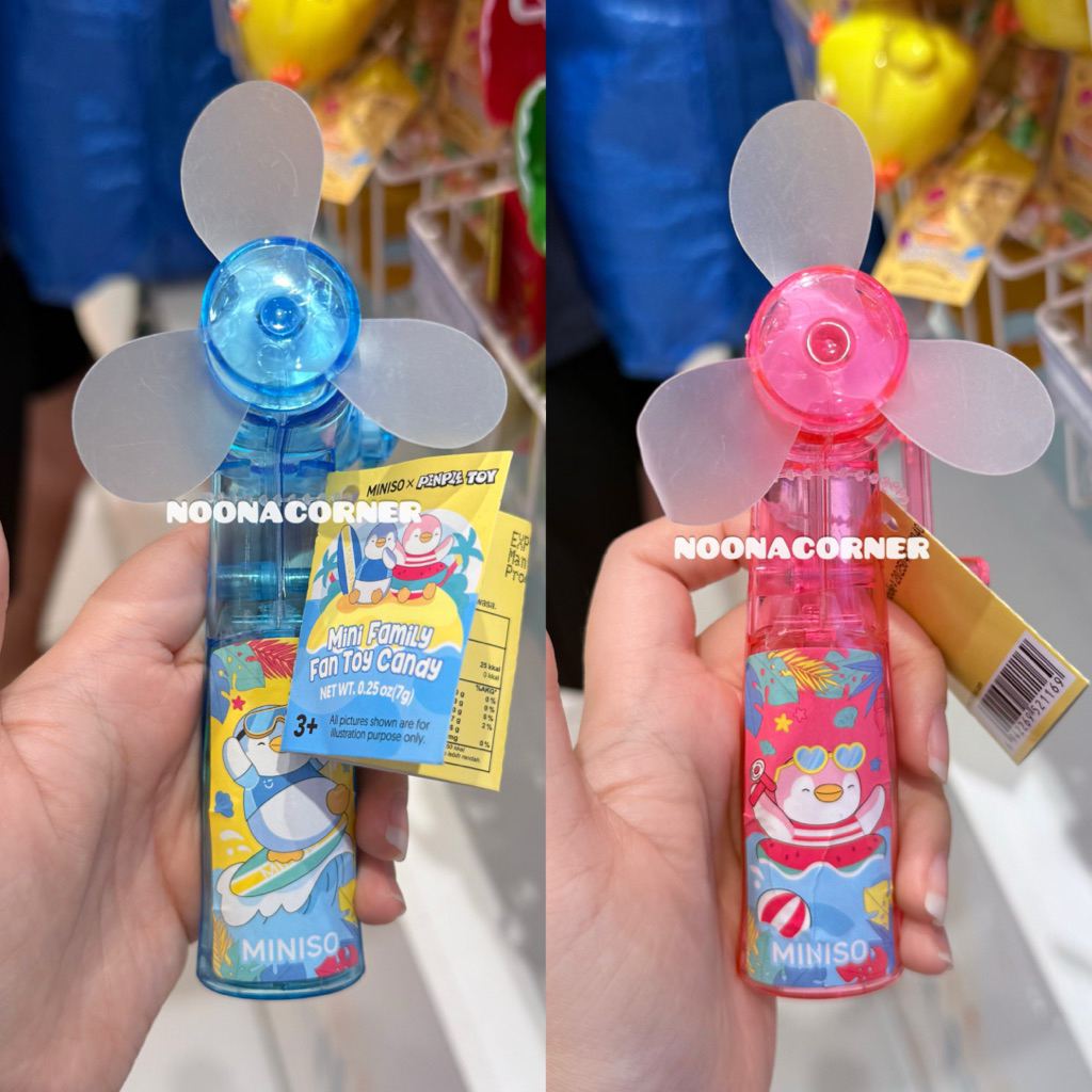 

Miniso Snack ‼️ Mini Family Fan Toy Candy / Permen Kipas Warna Warni Penpie Collections (7 gr) Blue / Pink