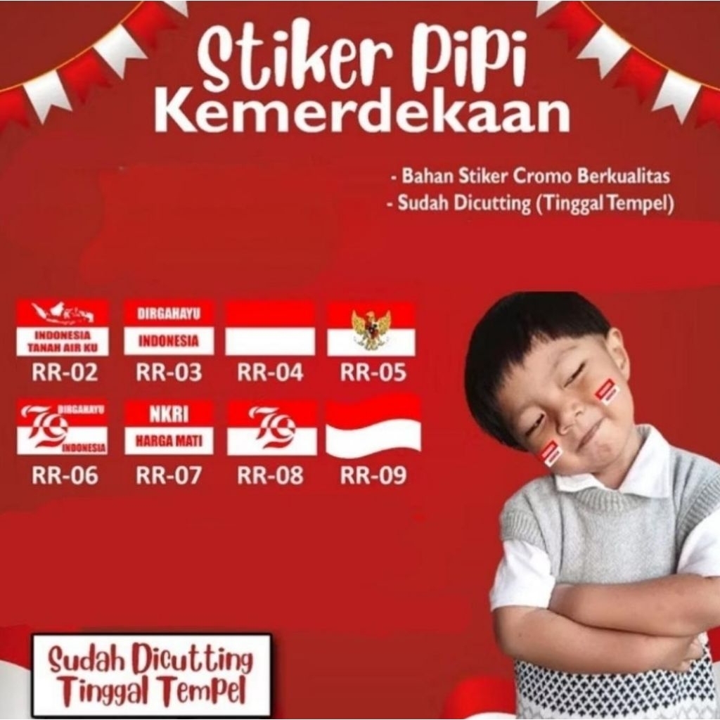 

Stiker Pipi Kemerdekaan / Stiker Pipi Merah Putih / Stiker Pipi 17 Agustus