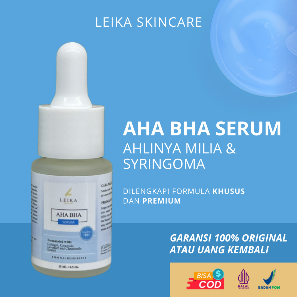 Serum AHA BHA Serum untuk Milia Leika AHA BHA Serum Penghilang Milia Bawah Mata Serum Leika AHA BHA