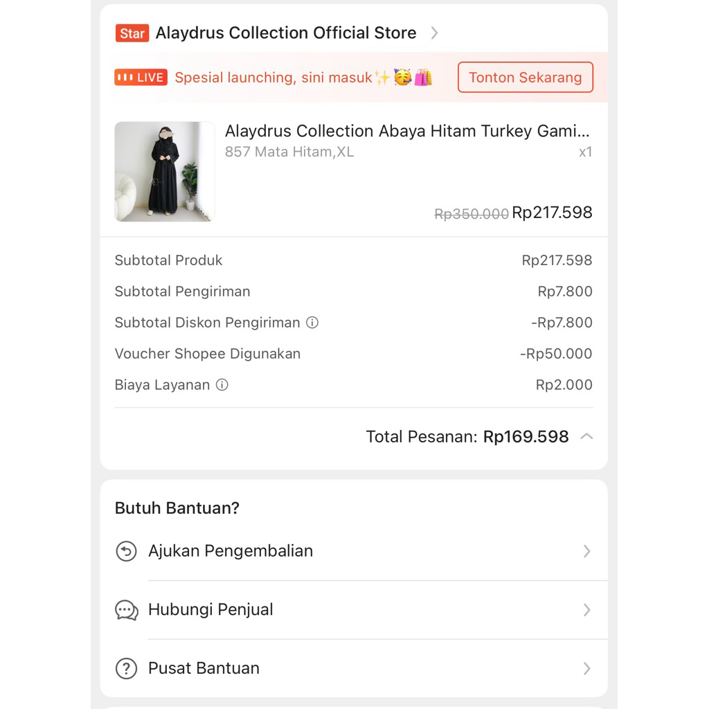 Alaydrus Collection Abaya Hitam (New)