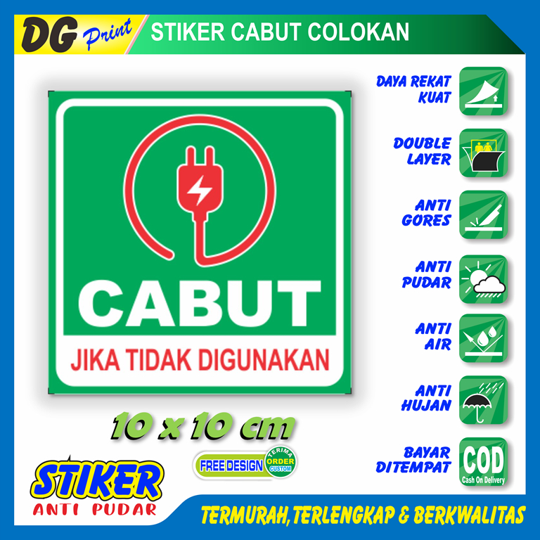 

Stiker anti pudar cabut colokan jika tidak dipakai sticker hemat listrik rumah kantor toko dll