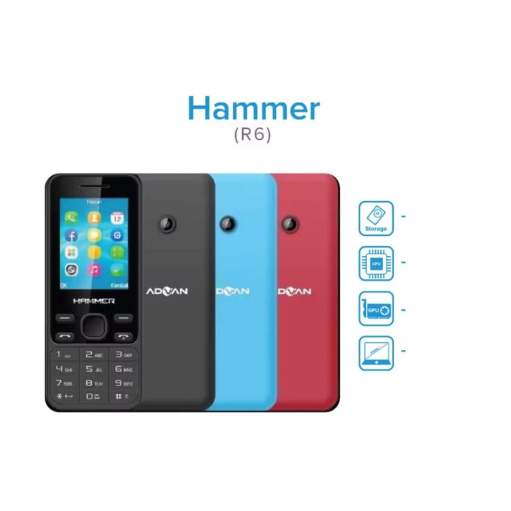 Hp advan hammer r6 warna hitam garansi resmi