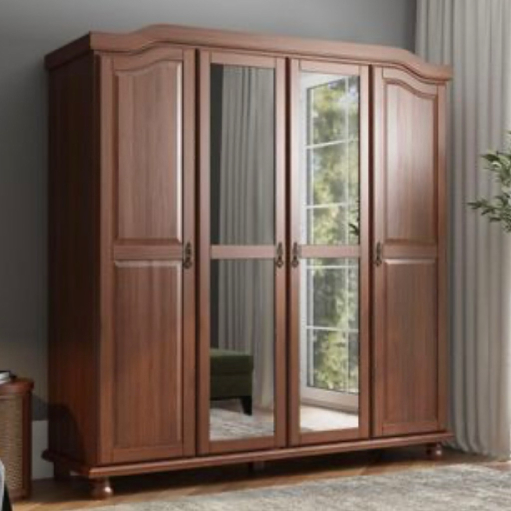 Lemari Pakaian Bufet Kayu Jati 4 Pintu Cermin - IV Wonten Art Kabinet Traditional Design