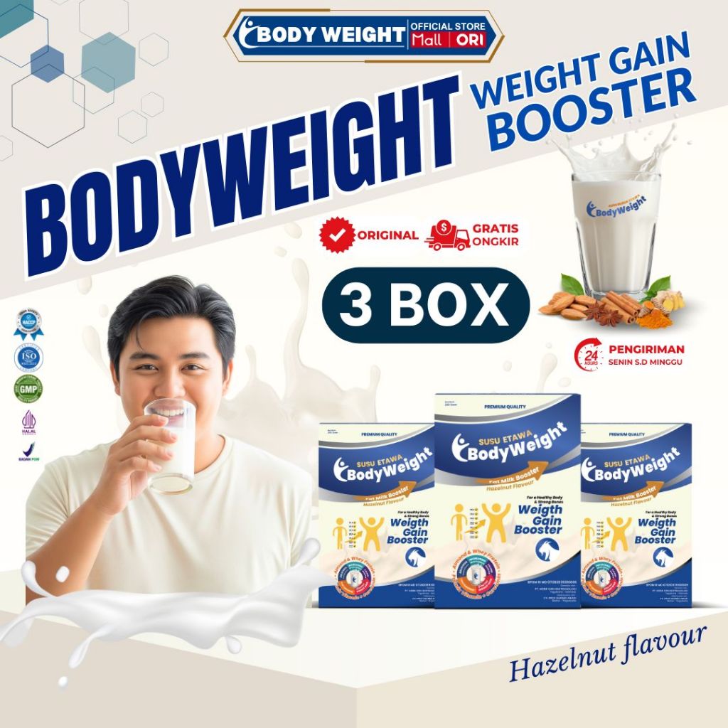 

BODYWEIGHT – Susu Etawa Rasa Hazelnut dengan Rempah Pilihan Untuk Meningkatkan Nafsu Makan dan Menambah Berat Badan 3 Box
