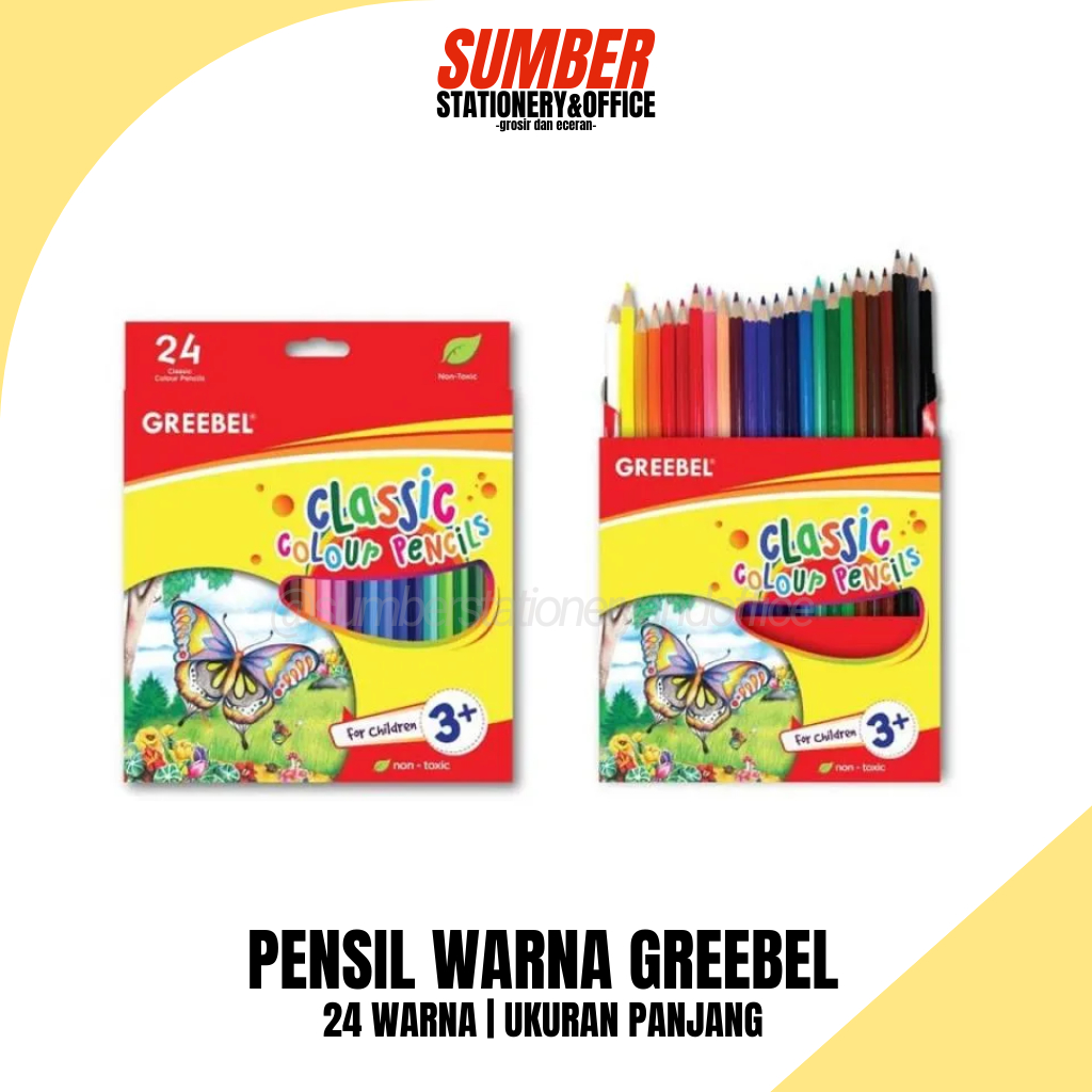 

[1 PACK] PENSIL WARNA GREEBEL 24 WARNA PANJANG - 7024 - Greebel Classic Color Pencil Set with 24 Colors (7024)