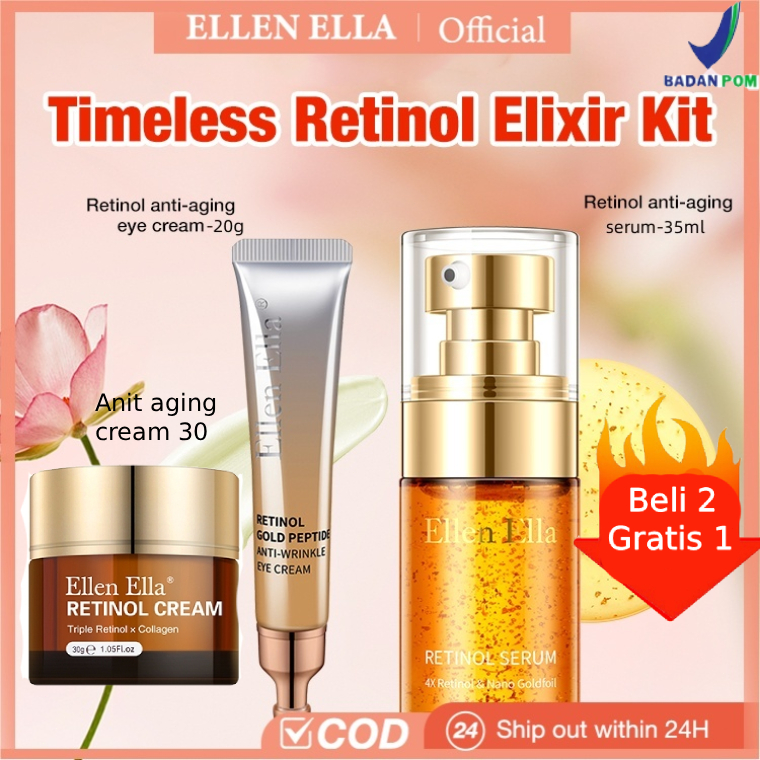 [Ready]Ellen Ella Retinol Face Cream anti aging usia 30 night cream whitening glowing brightening Me
