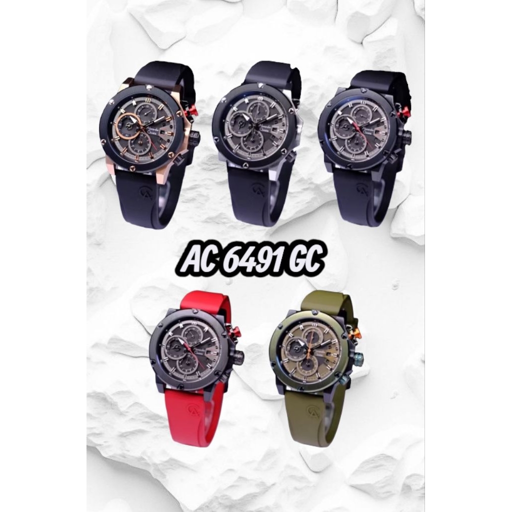 Jam Tangan Pria Alexandre Christie 6491 GC AC6491 AC 6491 Tali Karet / Rubber
