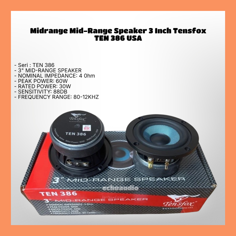 Midrange Mid-Range Speaker 3 Inch Tensfox  TEN 386 USA