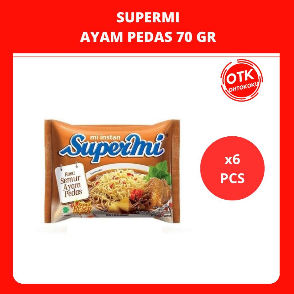 

Supermi Mi Instan Rasa Semur Ayam Pedas 70 gr x 6 pcs