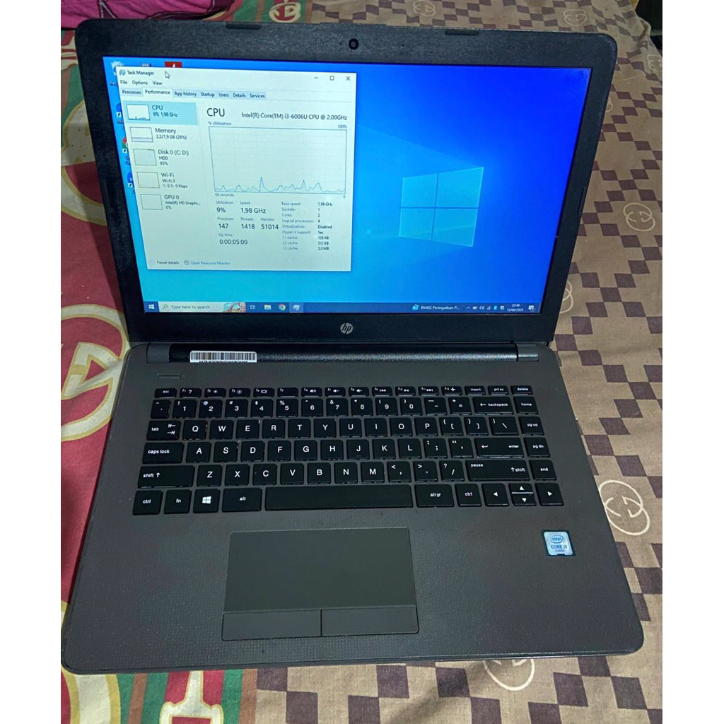 Laptop HP 240 G6 i3 Gen 6 Ram 8GB Hdd 500GB