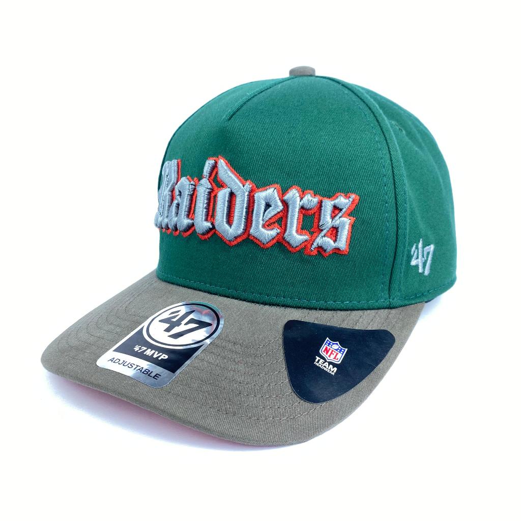 Topi Import RAIDERS Kombinasi Hijau Abu Under V Merah  Basseball - Fashion Logo Bordir - Full Tag 47