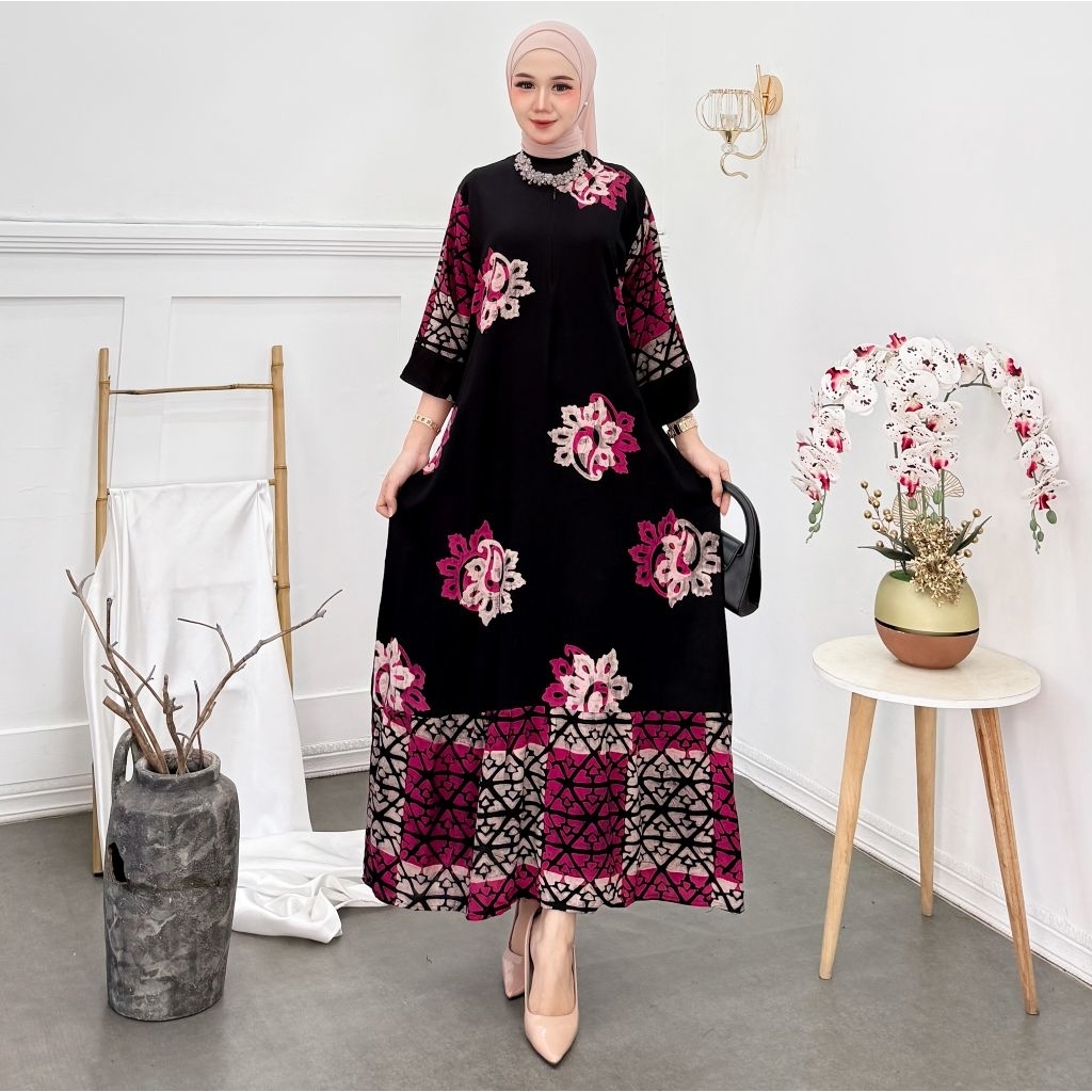 daster maura lengan 7 per 8 busui rempel bawah daster batik cap pekalongan daster batik pekalongan d