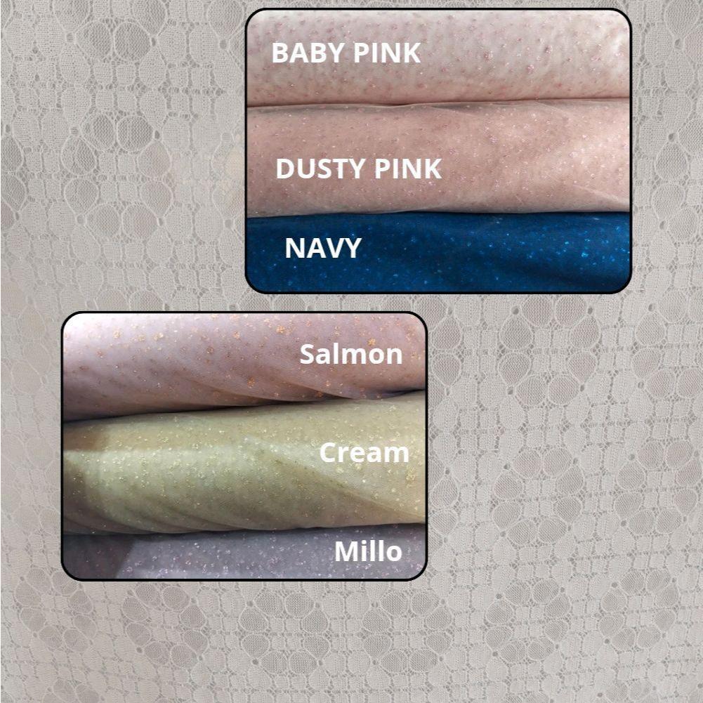 Tulle Sugar Candy Gliter - Kain Populer Premium untuk Gaun Pengantin dengan Motif Glitter