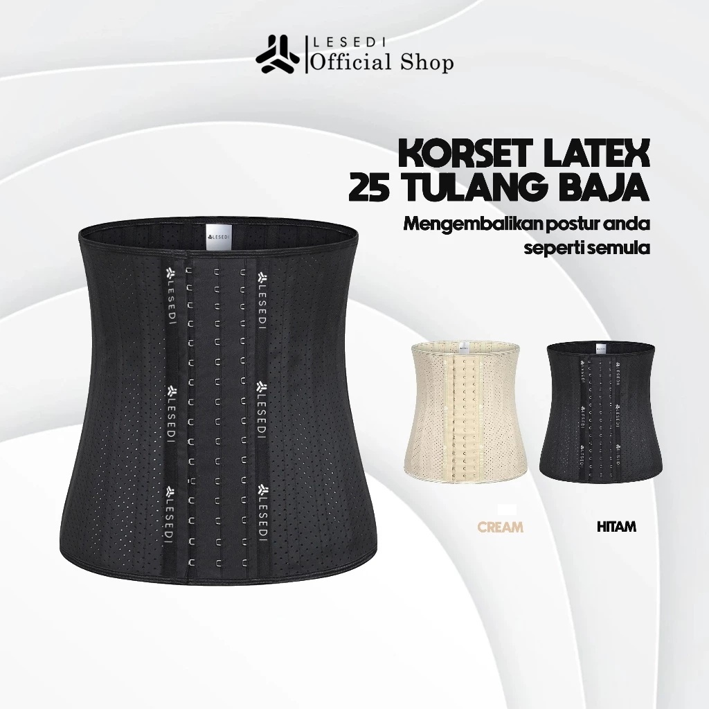 LESEDI Korset Pelangsing Pinggang Wanita dan Pengecil Perut Bahan Latex Berpori-pori 25Tulang