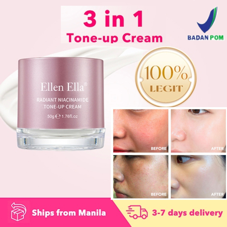 [BPOM] Ellen Ella Krim Tone Up 3 in 1 Radiant Niacinamide Sunscreen SPF25+ Hidrasi & Mencerahkan War