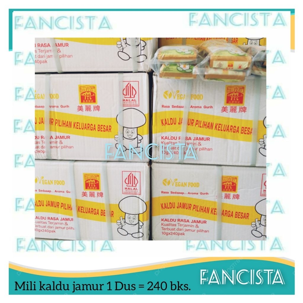 

Mili Kaldu Jamur 10gr Dus Karton isi 10 pack (240 bks)