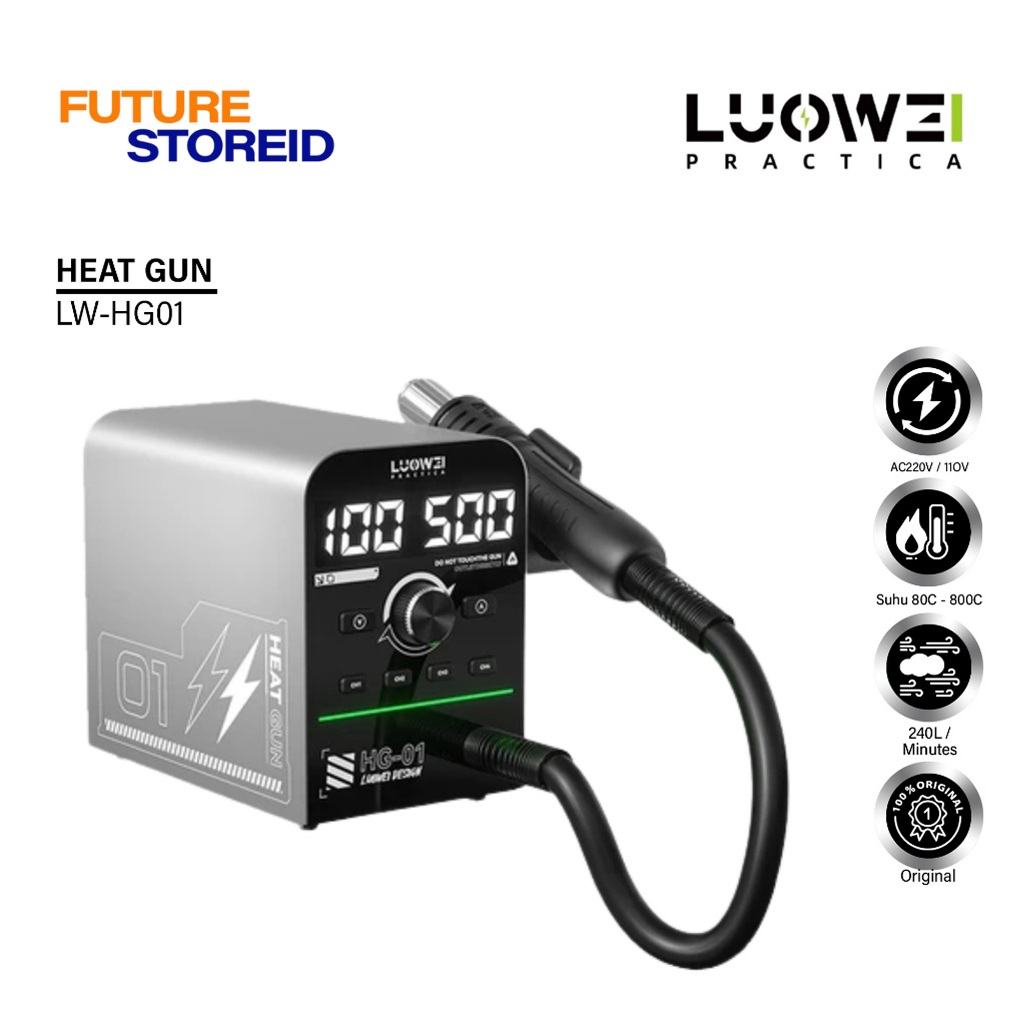 LUOWEI HG-01 Desoldering Station 800W Hot Air Gun Smart Digital - Hot Gun Digital Suhu Tinggi 800C -
