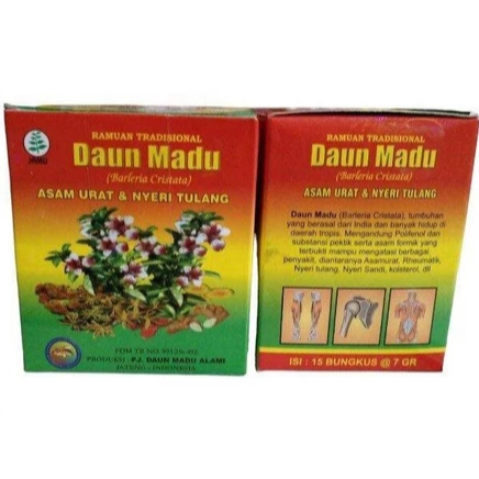Jamu Daun Madu Serbuk Obat Herbal Asam Urat Nyeri Tulang Isi 15 Bungkus