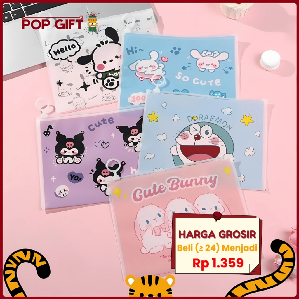 

PG Tempat Pensil Anti Air Alat Tulis Kantor Organizer Transparan Kartun Pouch Make Up Anti Air ST29