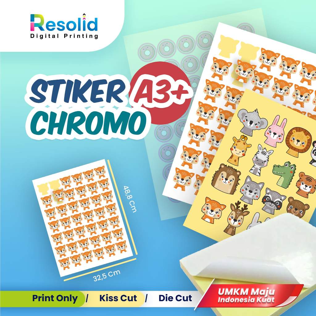 

CETAK STIKER CHROMO / CROMO / KROMO / BONTAC A3+ 48.5 X 32.5 CM – STIKER LABEL KEMASAN MAKANAN MINUMAN | PRINT & KISS CUT / KIS KAT | STIKER CUSTOM / COSTUM USAHA | CUTTING PRESISI RESOLID