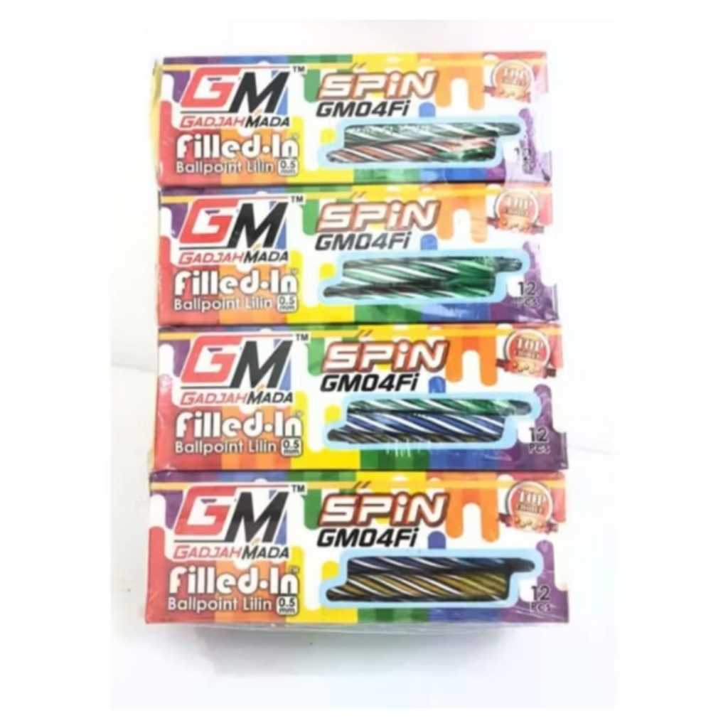

Harga Grosir ( 12 kotak/144 pcs) Pulpen Spin Pen Lilin Gadjah Mada GM04Fi / GM04 F1 Spin Pen