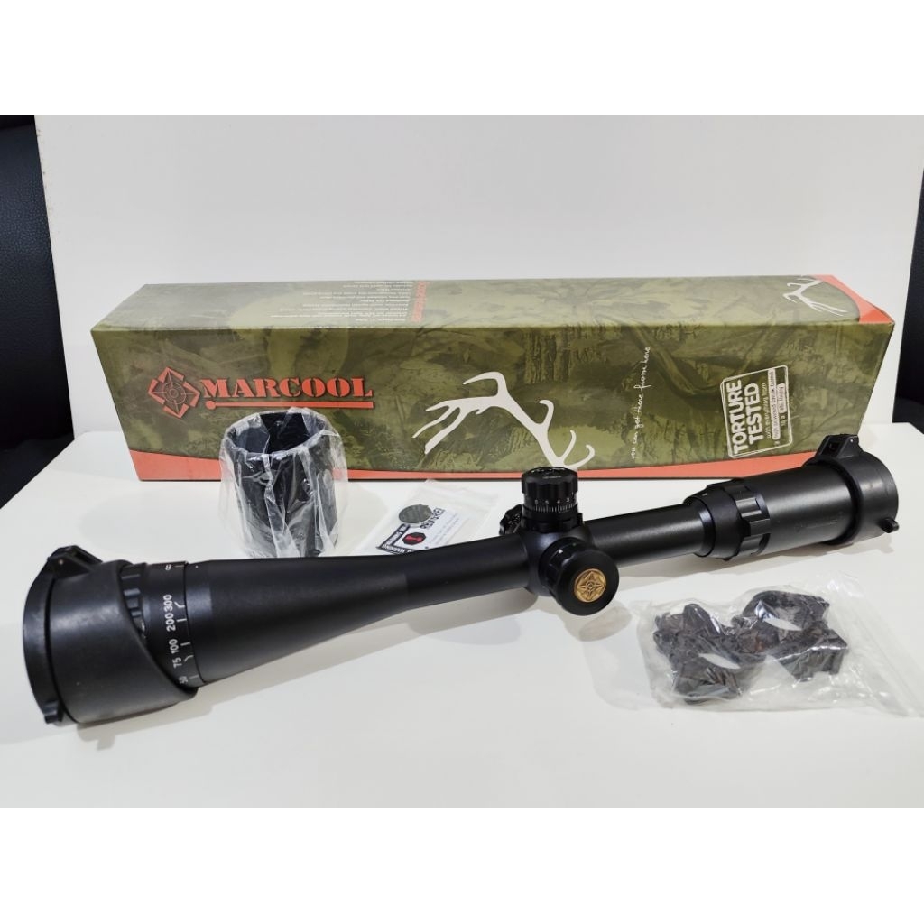 Teropong Scope Marcool 4-16x40 AOMERGB & Vision King Scope Adapter-Adjusable